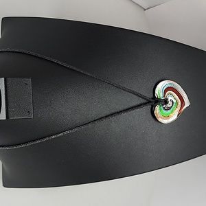 Glass Heart ❤️ Corded Pendant Necklace